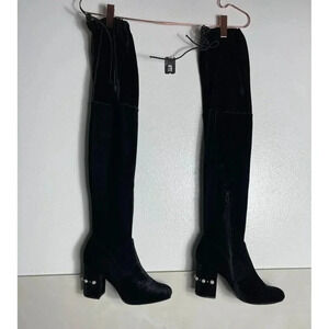 Just Fabulous Women Deedee Wide Calf Velvet Knee Boots Black Sz 8